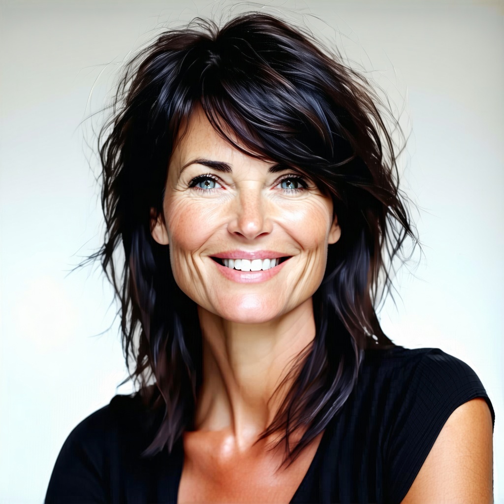 female in her 40 with dark hair happy arker complection-1